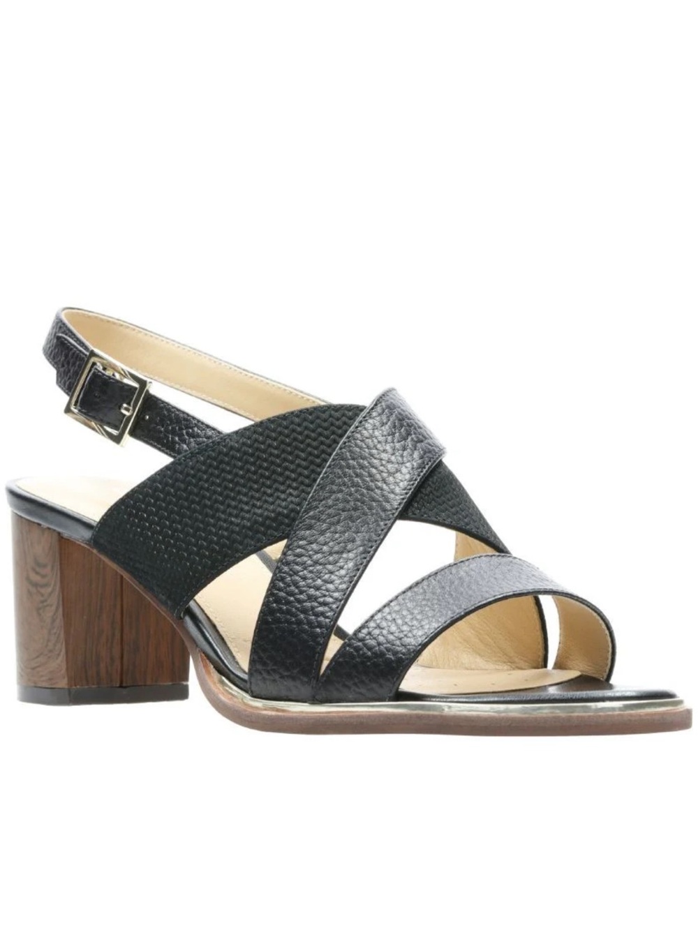 Clarks Black Crisscross Leather Slingback Sandals